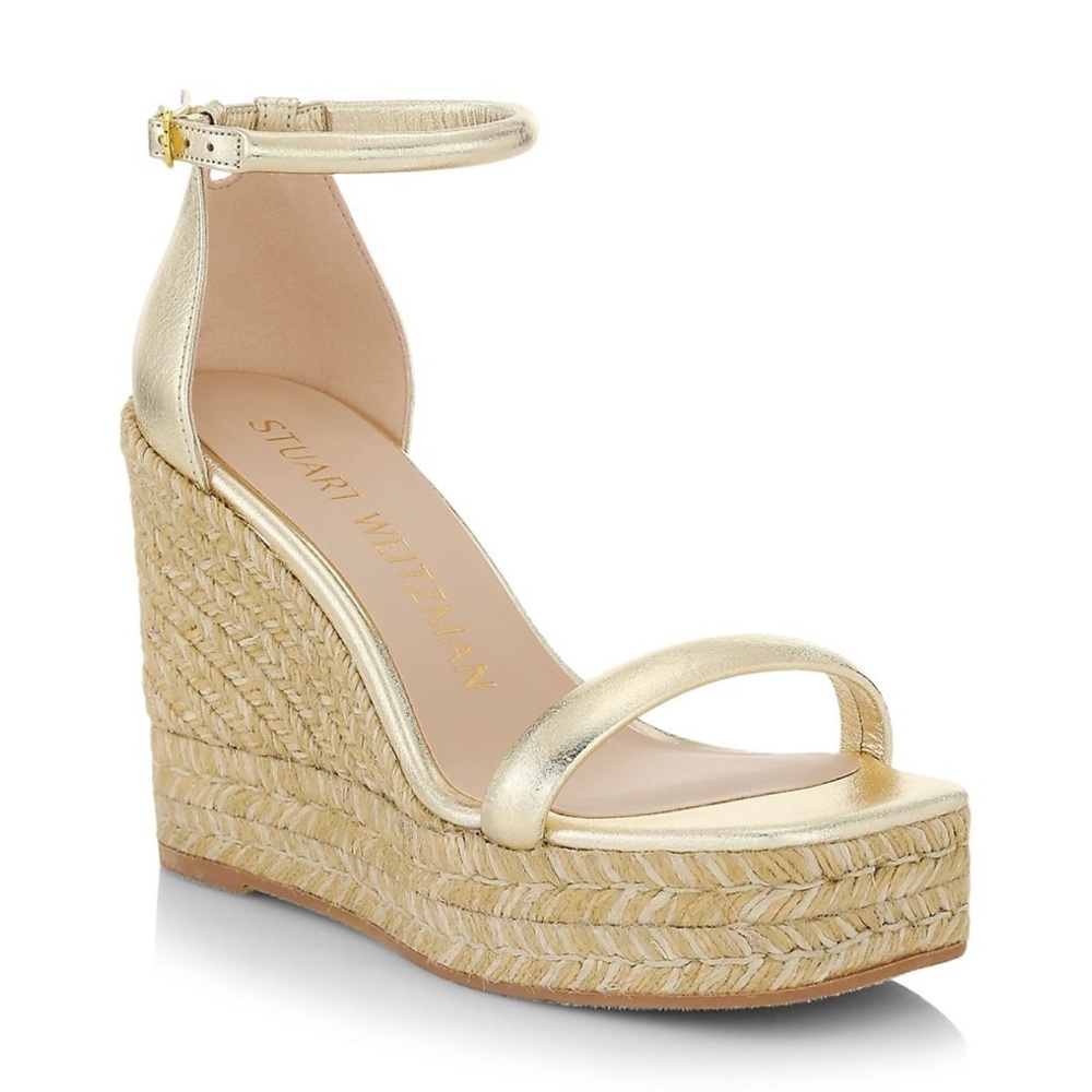 Stuart Weitzman Gold Nudist Wedge Espadrilles 36 /5.5 C LIKE NEW